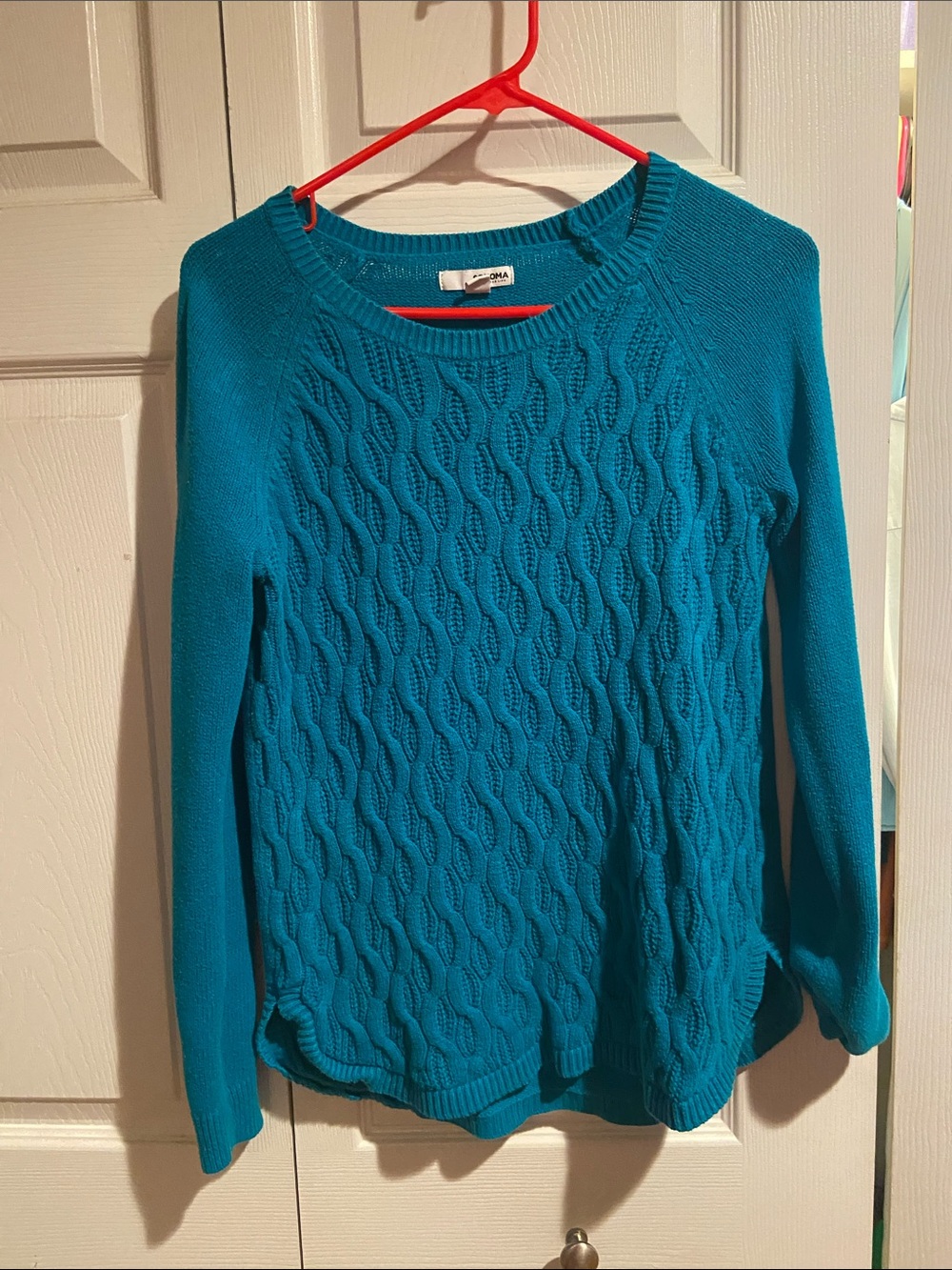 Teal Cable-Knit Crewneck Sweater - Sonoma